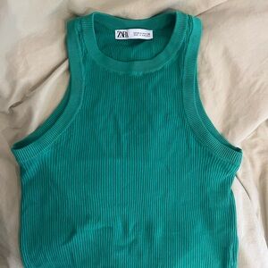 Zara Teal Ribbed Tank Top